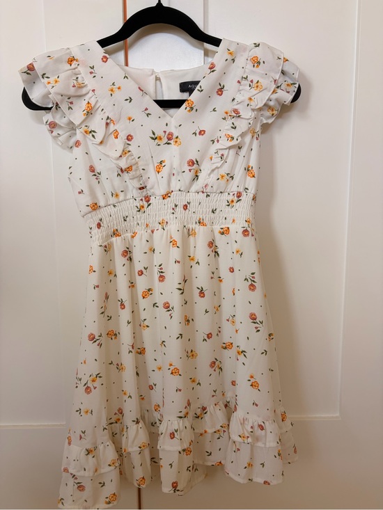 Aqua Other - Aqua Kids Cream Floral Ruffle Dress with Yellow & Pink Blooms